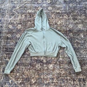 Skims Set Sage Green Cropped Hoodie and Sweatpants